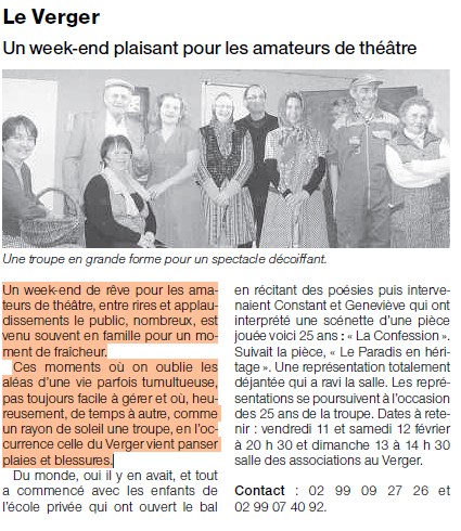 Article Théâtre Le Verger